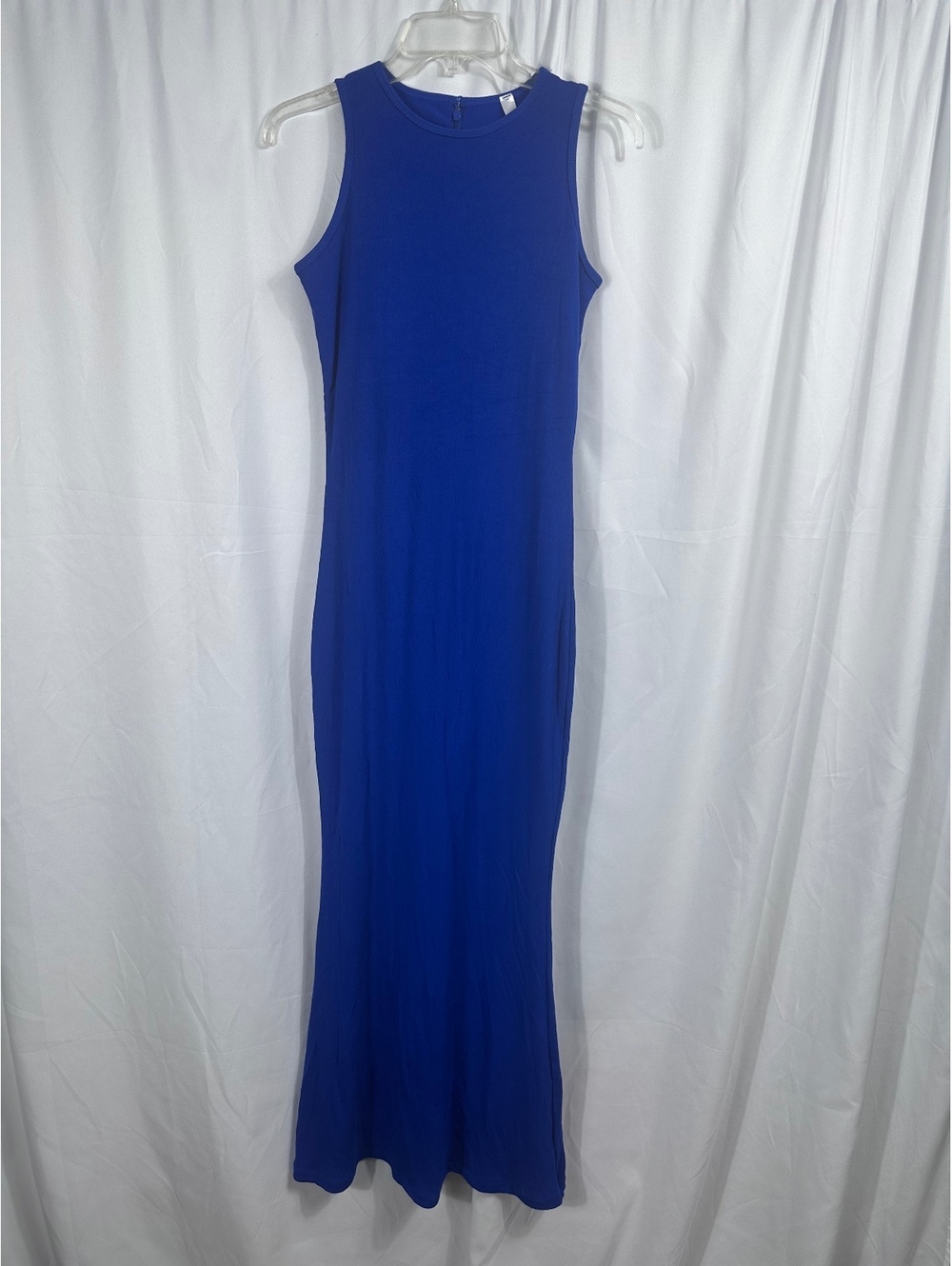 Popliusa XL Blue Sleeveless Ribbed Maxi Dress Built In Shapewear